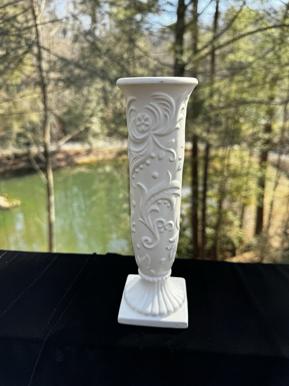 Inarco Japan Embossed White Bud Vase Original 8" Tall -A16
